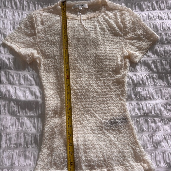 Frame Denim Cream Smocked Polo Tee - Picture 5 of 8